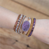 Mixed Stones 5 Layered Leather Wrap Bracelets Antique Bohemia Jewelry