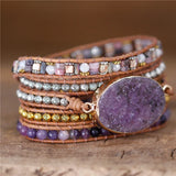 Mixed Stones 5 Layered Leather Wrap Bracelets Antique Bohemia Jewelry