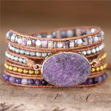 Mixed Stones 5 Layered Leather Wrap Bracelets Antique Bohemia Jewelry