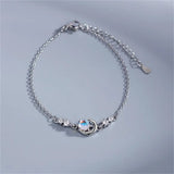 Moonstone Star Moon Bracelet 925 Sterling Silver Chain Women Jewelry