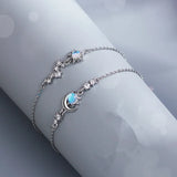 Moonstone Star Moon Bracelet 925 Sterling Silver Chain Women Jewelry