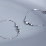 Moonstone Star Moon Bracelet 925 Sterling Silver Chain Women Jewelry