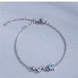 Moonstone Star Moon Bracelet 925 Sterling Silver Chain Women Jewelry