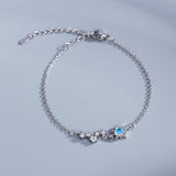 Moonstone Star Moon Bracelet 925 Sterling Silver Chain Women Jewelry