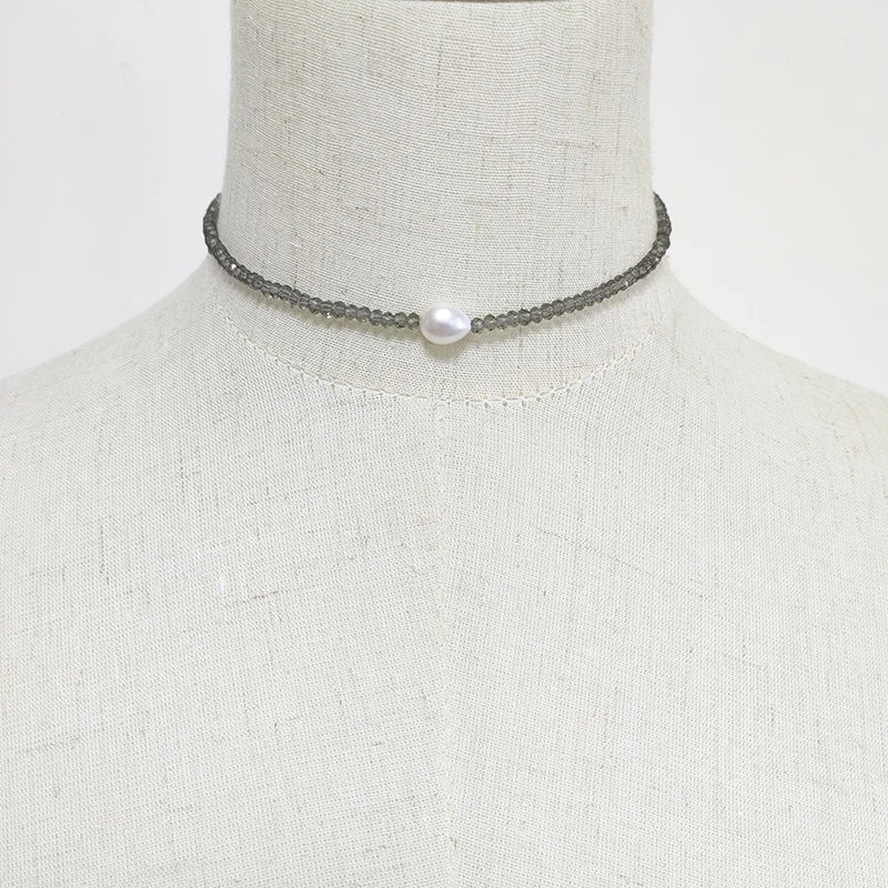 Crystal Beads Beaded Necklace Pearl Pendant Multiple Colors Choker