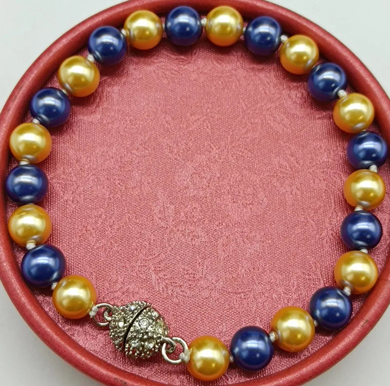 Multicolor 8mm Shell Pearl Round Bead Bracelet Women's Boutique Bracelet