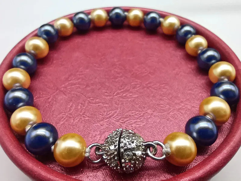 Multicolor 8mm Shell Pearl Round Bead Bracelet Women's Boutique Bracelet