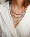 Multilayer Chokers Necklace Jaspers Crystal Statement Colorful Necklaces