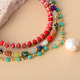 Multilayer Chokers Necklace Jaspers Crystal Statement Colorful Necklaces
