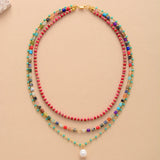 Multilayer Chokers Necklace Jaspers Crystal Statement Colorful Necklaces