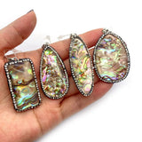 Abalone Shell Pendant Rhinestone Charm DIY Jewelry Accessories