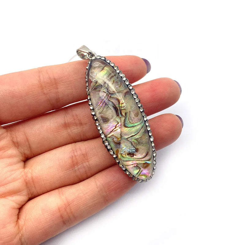 Abalone Shell Pendant Rhinestone Charm DIY Jewelry Accessories