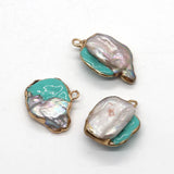 Freshwater Pearl Oil Drip Pendant 20-35mm Charm Jewelry DIY Necklace Earrings