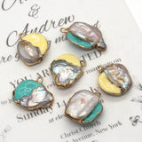 Freshwater Pearl Oil Drip Pendant 20-35mm Charm Jewelry DIY Necklace Earrings