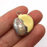 Freshwater Pearl Oil Drip Pendant 20-35mm Charm Jewelry DIY Necklace Earrings