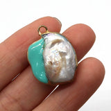 Freshwater Pearl Oil Drip Pendant 20-35mm Charm Jewelry DIY Necklace Earrings
