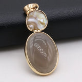 Mother of Pearl Shell Agate Gem Pendant Charms 20x45mm