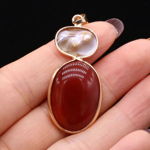 Mother of Pearl Shell Agate Gem Pendant Charms 20x45mm