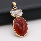 Mother of Pearl Shell Agate Gem Pendant Charms 20x45mm