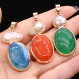 Mother of Pearl Shell Agate Gem Pendant Charms 20x45mm
