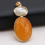 Mother of Pearl Shell Agate Gem Pendant Charms 20x45mm
