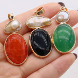 Mother of Pearl Shell Agate Gem Pendant Charms 20x45mm