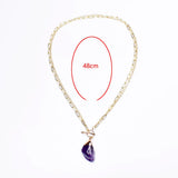 Natural Amethyst Pendant 18K Filled Chain Necklace Women Charm Choker Jewelry