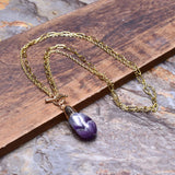 Natural Amethyst Pendant 18K Filled Chain Necklace Women Charm Choker Jewelry