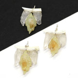 Citrine Leaf Pendant 33-50mm Charm DIY Necklace Earrings Accessories