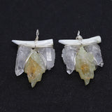 Citrine Leaf Pendant 33-50mm Charm DIY Necklace Earrings Accessories