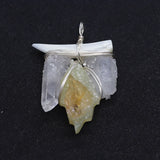 Citrine Leaf Pendant 33-50mm Charm DIY Necklace Earrings Accessories