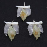 Citrine Leaf Pendant 33-50mm Charm DIY Necklace Earrings Accessories