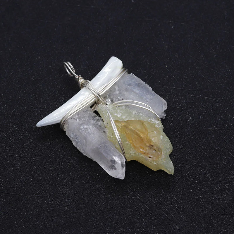 Citrine Leaf Pendant 33-50mm Charm DIY Necklace Earrings Accessories