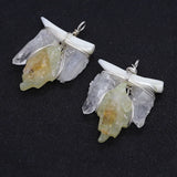 Citrine Leaf Pendant 33-50mm Charm DIY Necklace Earrings Accessories