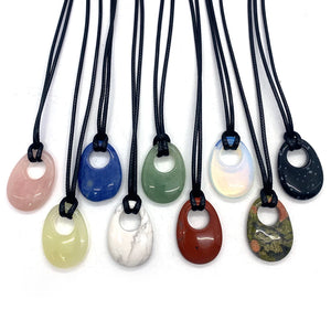 Natural Stone Egg Pendant Agate Necklace 25x35mm Charm Crystal Jewelry