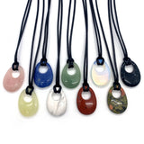 Natural Stone Egg Pendant Agate Necklace 25x35mm Charm Crystal Jewelry
