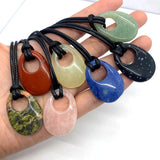 Natural Stone Egg Pendant Agate Necklace 25x35mm Charm Crystal Jewelry