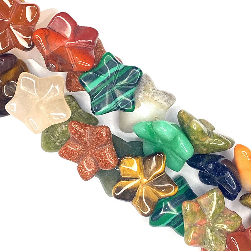 Natural Stone Flower Agate Beads 15x15mm Charm Crystal Malachite