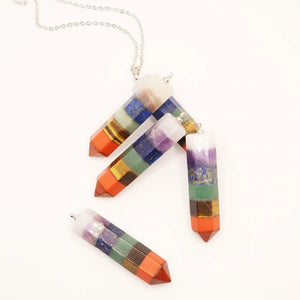 Colorful Crystal Semi Gem Necklace Unisex Jewelry