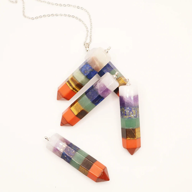 Colorful Crystal Semi Gem Necklace Unisex Jewelry