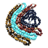 Red Agate and Green Aventurine Oval Bead Necklace
