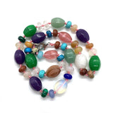 Red Agate and Green Aventurine Oval Bead Necklace