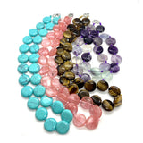 Natural Stone Round Crystal Bead Necklace Tiger Eye Malachite Agate Jewelry