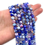 Natural Stone Two-color Fire Agate Round Beads 6-10mm Charm DIY Jewelry