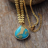 Teardrop Pendant Choker Necklace Natural Stone Charm