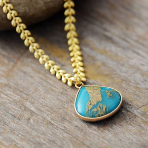 Teardrop Pendant Choker Necklace Natural Stone Charm