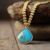 Teardrop Pendant Choker Necklace Natural Stone Charm
