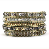 Natural Stones Crystals Wrap Bracelet Bohemian Multilayer Leather