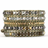 Natural Stones Crystals Wrap Bracelet Bohemian Multilayer Leather