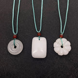 Chalcedony Agate Pendant Necklace Engraved Charm Jewelry for Women